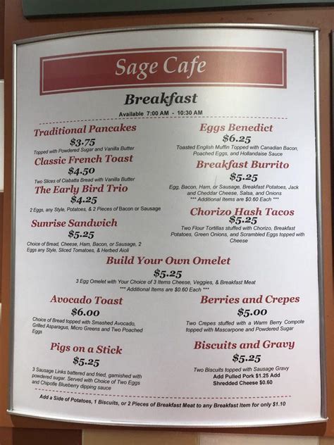 sage cafe menu.